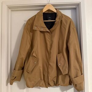 Mango Cotton Parka with Gathered Hem, Medium Brown, Small